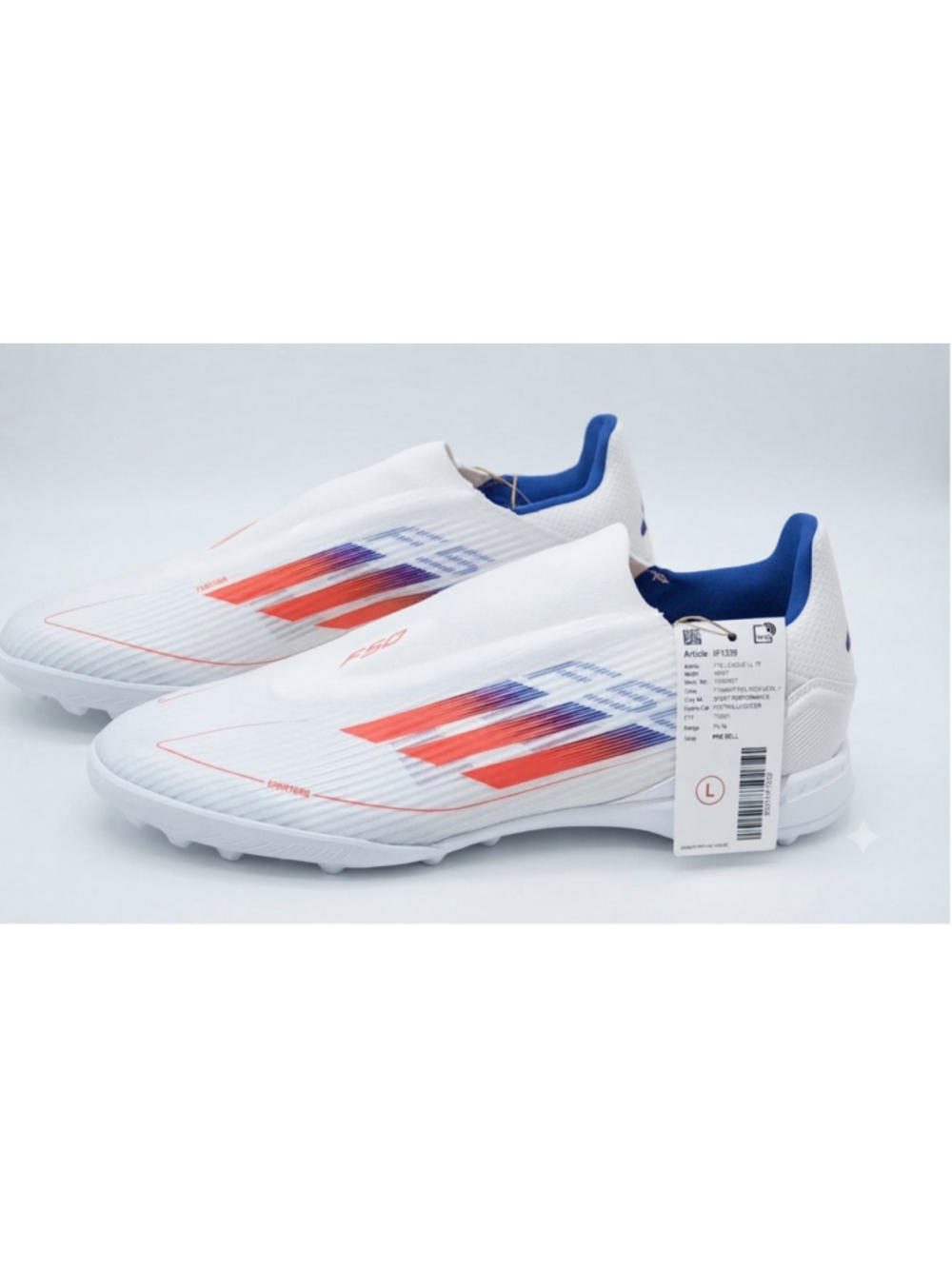 Adidas F50 League Laceless TF Turf Men's Cloud White Soccer Shoes IF1339 Size 9